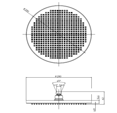 Bossini Apice Верхний душ d28 см, 1 вид струи, без кронштейна, цвет: chrome I00430.030