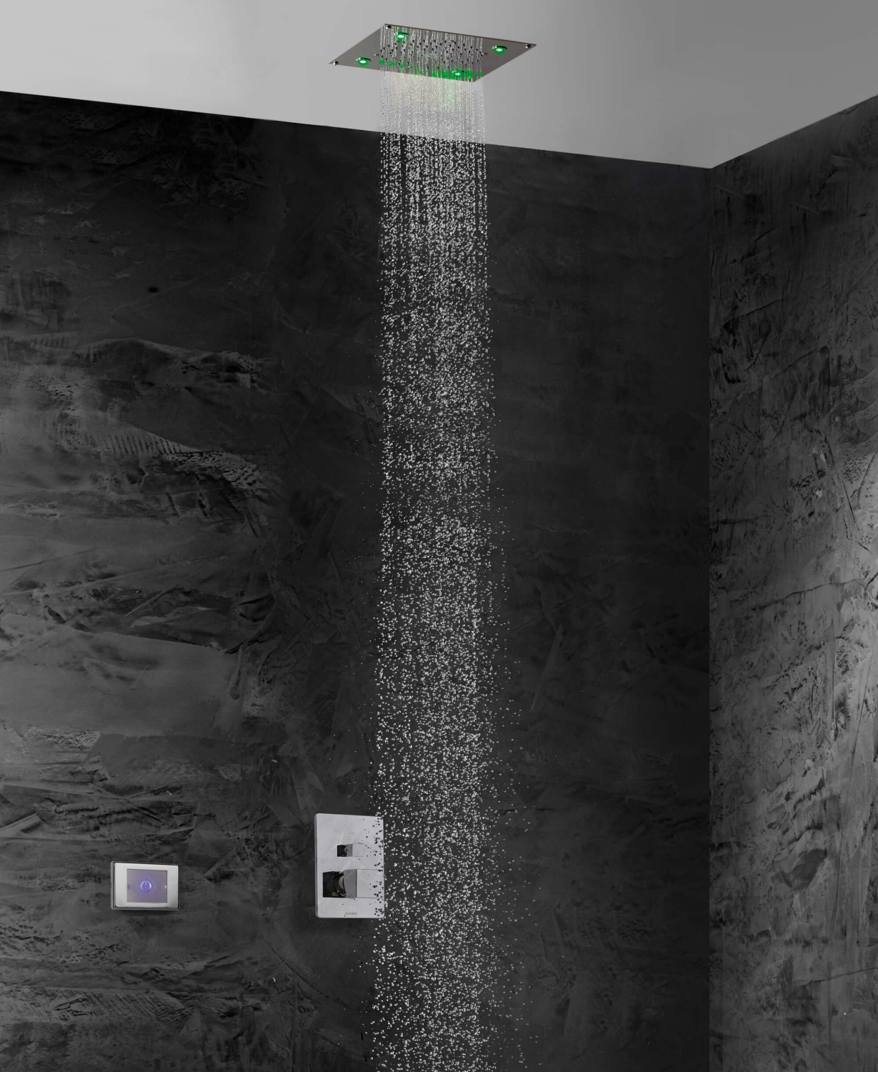 Bossini Cube Потолочный душ встраиваемый 26 см, 1 вид струи, LED, цвет: chrome I01723.030