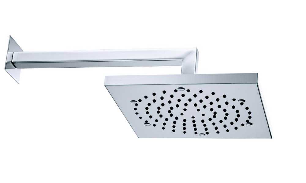 Bossini Cube Верхний душ 26x26 см, 1 вид струи, кронштейн настенный, цвет: chrome H60715G.030