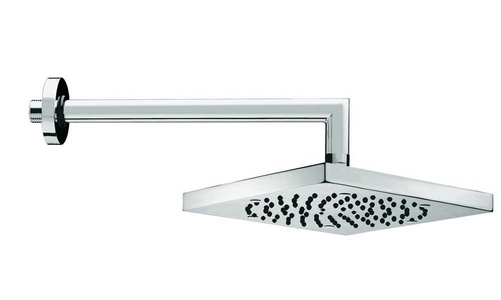 Bossini Cube Верхний душ 21x21 см, 1 вид струи, кронштейн настенный, цвет: chrome H70720G.030