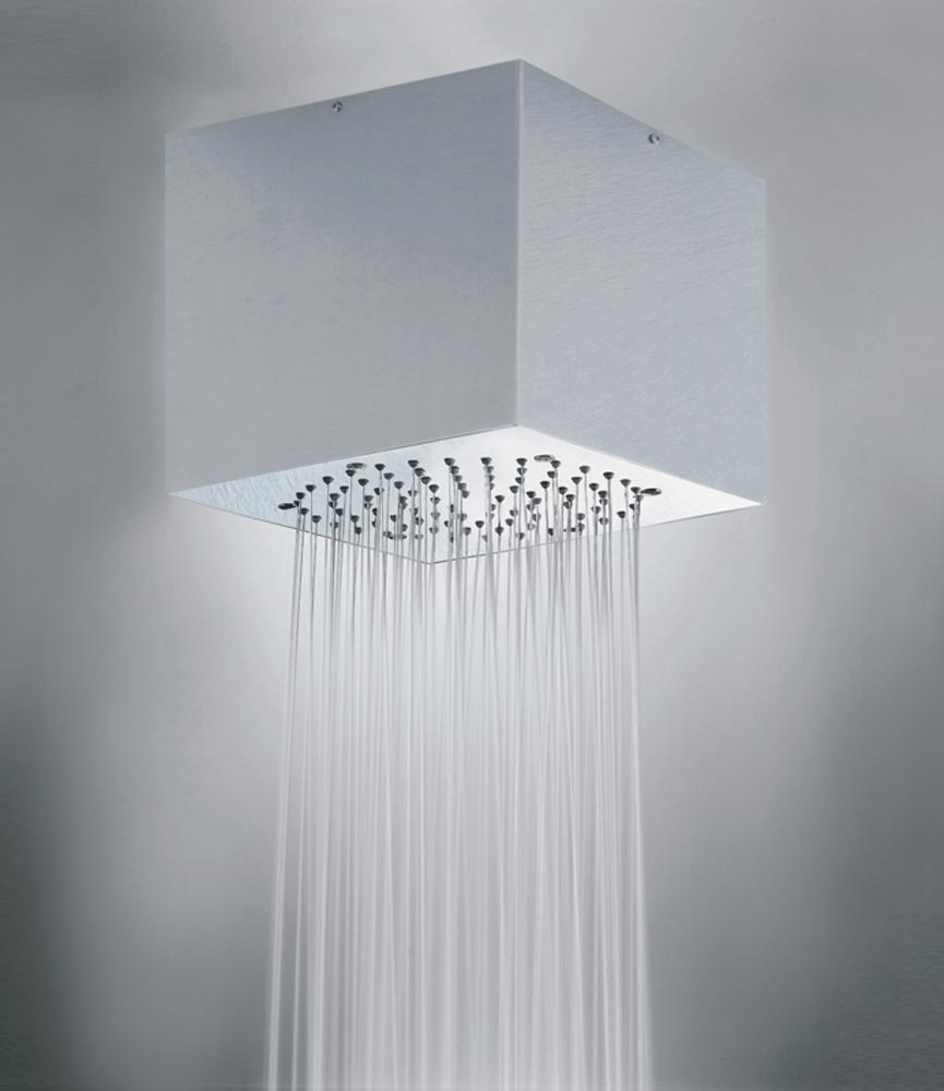 Bossini Cube Верхний душ 21x21 см, 1 вид струи, кронштейн потолочный 22,2 см, цвет: chrome H81720.030