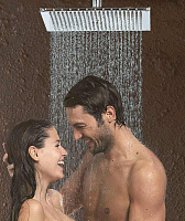 Bossini Cube Верхний душ 40x40 см, 1 вид струи, кронштейн потолочный 30 см, цвет: chrome H35363G.030