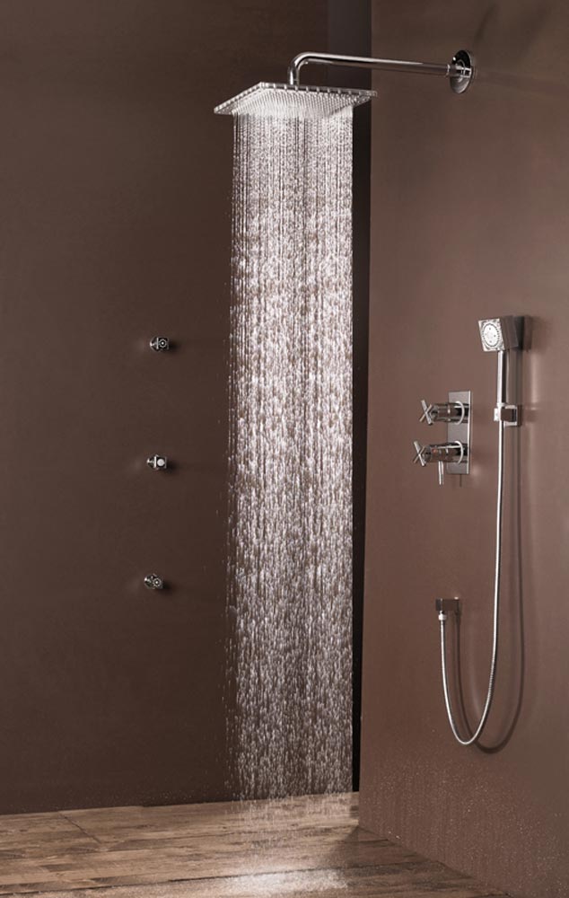 Bossini Dream Верхний душ 30x30 см, 1 вид струи, кронштейн настенный 48 см, цвет: chrome H75365J.030