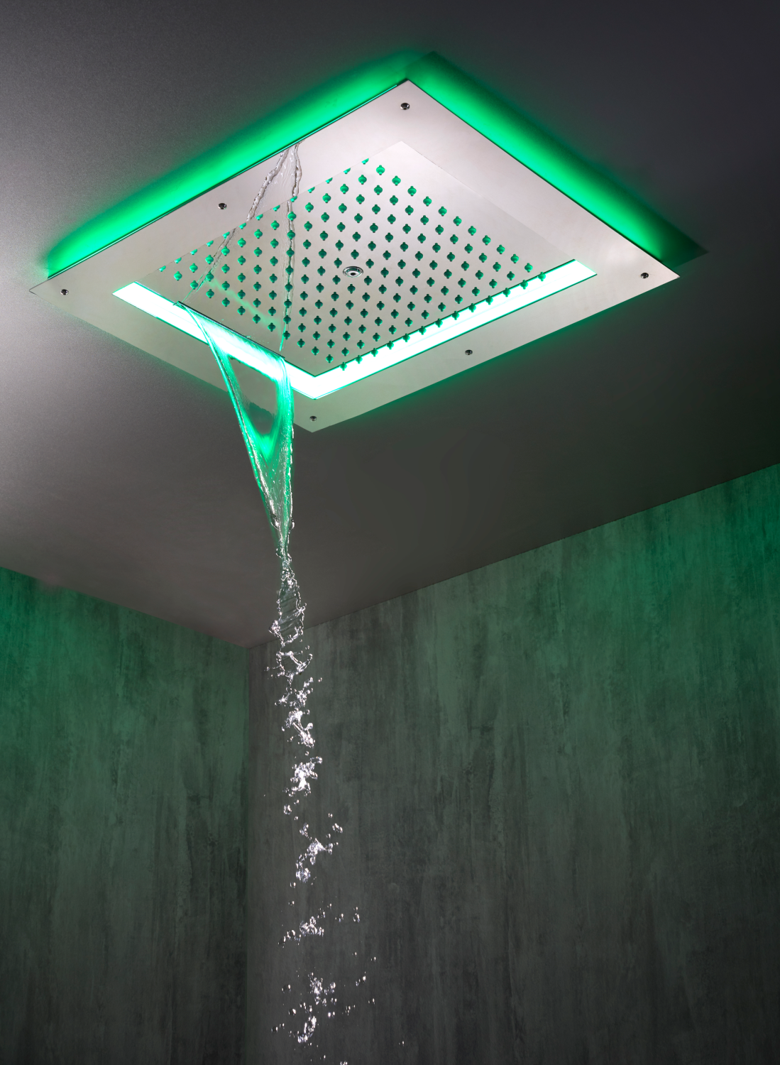 Bossini Frame Потолочный душ встраиваемый 50x60 см, 2 вида струи, LED RGB, цвет: chrome HI0925.030