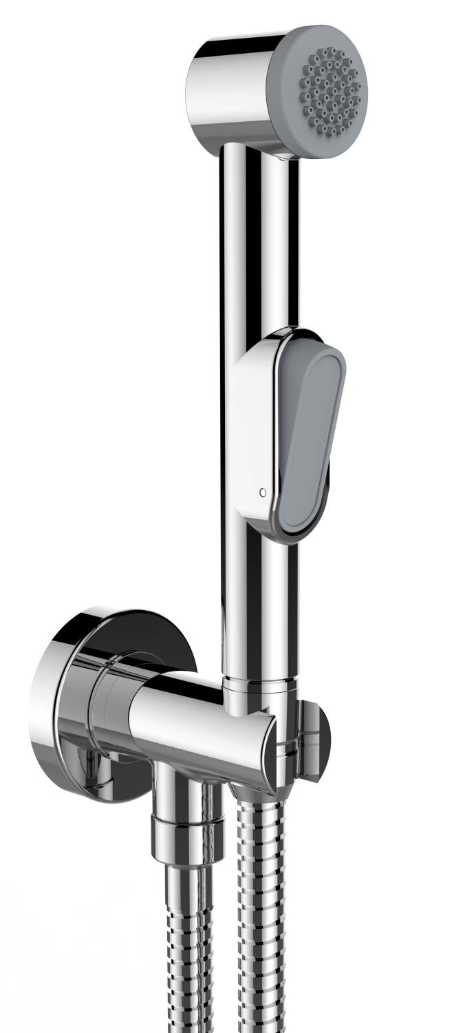 Bossini Macan Гигиенический комплект: ручной душ 1 вид струи, держатель, шланг, цвет: chrome C69050B.030