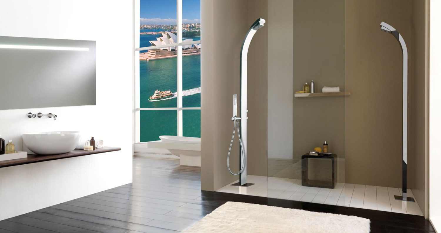 Bossini Arch Душевая колонна напольная, с ручным и верхним душем, 1 вид струи, цвет: chrome L00865.030