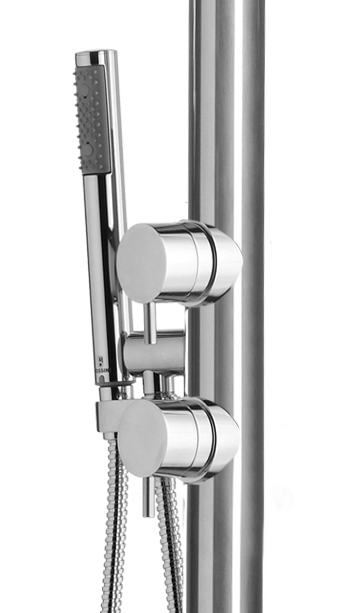 Bossini Pool Душевая колонна напольная, с ручным и верхним душем, 1 вид струи, цвет: chrome L00359.030
