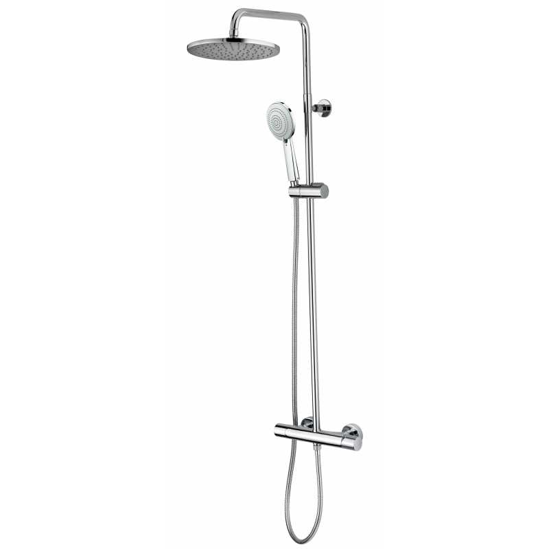 Bossini Cosmo Душевая стойка: смеситель, ручной и верхний душ, 2 вида струи, шланг, цвет: chrome L10014.030