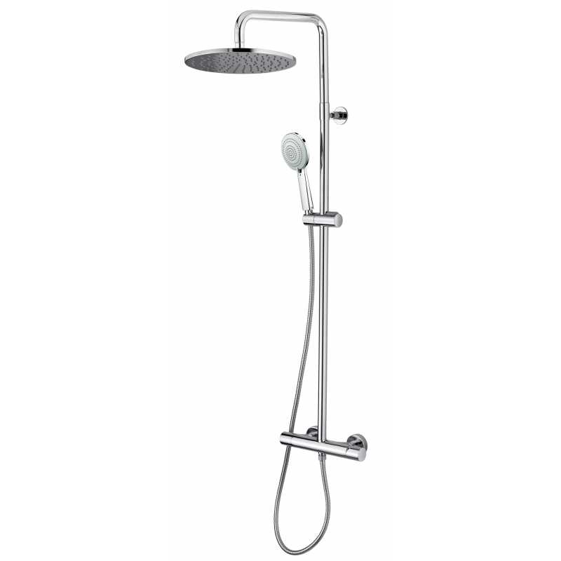 Bossini Cosmo Душевая стойка: смеситель, ручной и верхний душ, 2 вида струи, шланг, цвет: chrome L20004.030