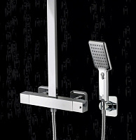 Bossini Cosmo Душевая стойка: смеситель, ручной и верхний душ, 1 вид струи, шланг, цвет: chrome L40001.030