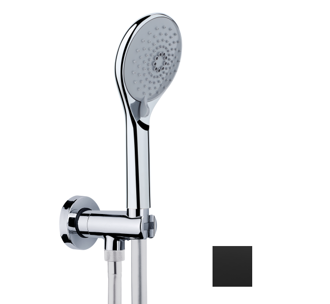 Bossini Syncronia Душевой гарнитур: душевая лейка 3 вида струи, шланг, держатель, цвет: mat black C12035C.073