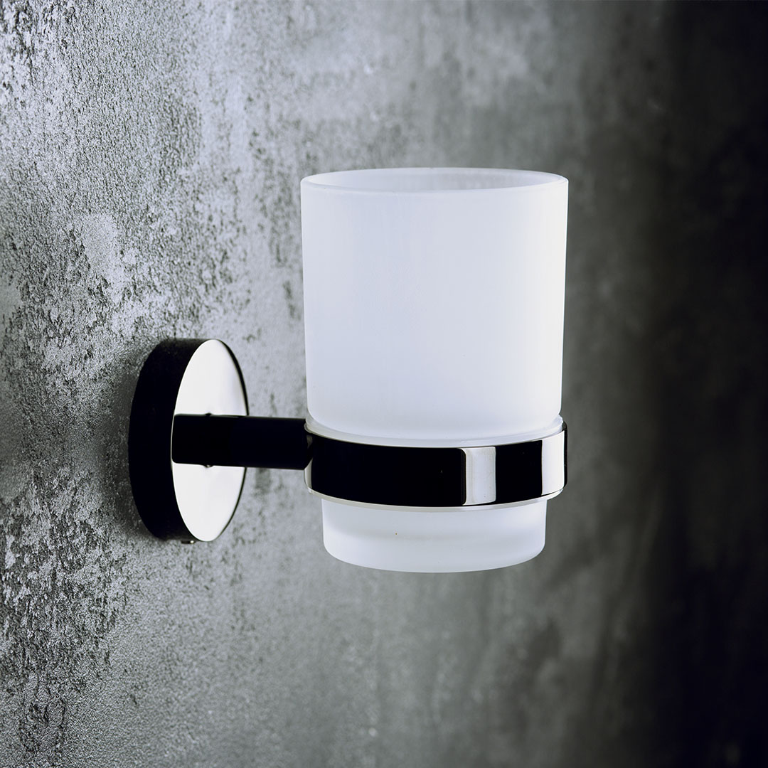 Bemeta Hematit Стакан для зубных щеток подвесной, с держателем, цвет: антрацит глянцевый 159110012