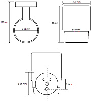 Bemeta Hematit Стакан для зубных щеток подвесной, с держателем, цвет: антрацит глянцевый 159110012