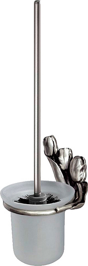 Art&Max Tulip Ершик для унитаза подвесной со стеклянной колбой, цвет: серебро AM-B-0821-T