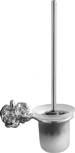 Art&Max Rose Ершик для унитаза подвесной со стеклянной колбой, цвет: серебро AM-B-0911-T
