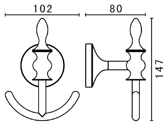 Art&Max Bohemia Крючок двойной, цвет: хром AM-E-4286B-Cr