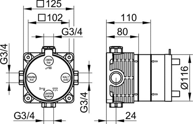 Keuco Universal Внутренняя часть смесителя для ванны на 1 отверстие 59970 000070