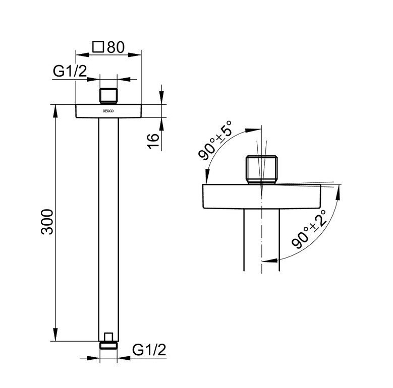 Keuco Universal Настенный душевой кронштейн, цвет: хром 53089 010302