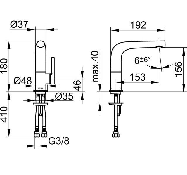 Keuco Edition 400 Смеситель для раковины рычажный, без донного клапана, цвет: хром 51505 010100