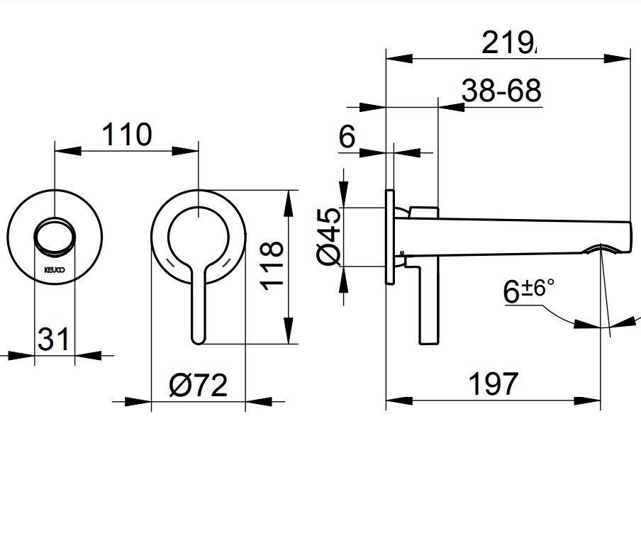 Keuco Edition 400 Смеситель для раковины рычажный, встраиваемый, цвет: никель 51516 050200