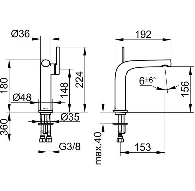 Keuco Edition 400 Смеситель для раковины рычажный, без донного клапана, цвет: хром 51502 010100