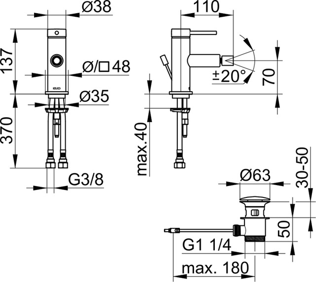 Keuco Ixmo Смеситель для биде, цвет: черный матовый 59509 372000