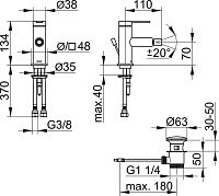 Keuco Ixmo Смеситель для биде рычажный, с донным клапаном, цвет: черный матовый 59509 373000