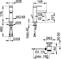 Keuco Ixmo Смеситель для раковины рычажный, с донным клапаном, цвет: хром 59502 013000