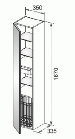 Keuco Royal Reflex Шкаф-пенал 35x33,5x167h см, цвет: черный 34031 570001