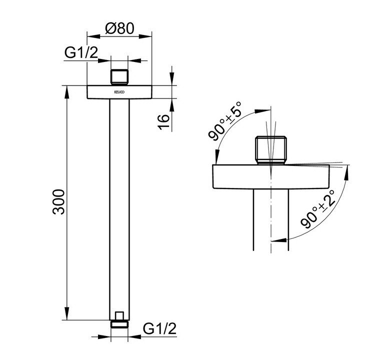 Keuco Universal Настенный душевой кронштейн, цвет: хром 51689 010300