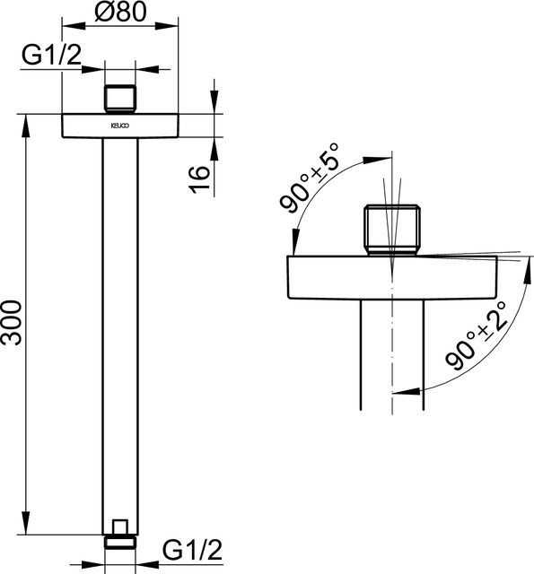 Keuco Universal Настенный душевой кронштейн, цвет: черный матовый 51689 370300