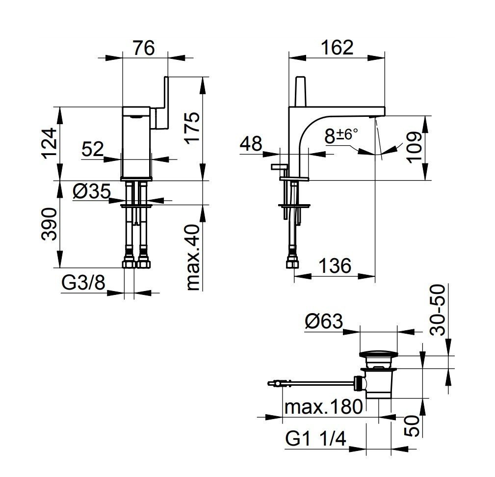 Keuco Edition 11 Смеситель для раковины рычажный, с донным клапаном, цвет: хром 51104 010000