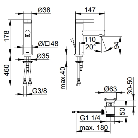 Keuco Ixmo Смеситель для раковины с донным клапаном, цвет: хром 59502 011000