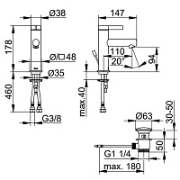 Keuco Ixmo Смеситель для раковины с донным клапаном, цвет: хром 59502 011000