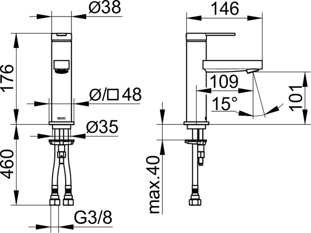 Keuco Ixmo Смеситель для раковины рычажный, без донного клапана, цвет: черный матовый 59502 373100