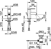 Keuco Ixmo Смеситель для раковины с донным клапаном, цвет: хром 59504 012000