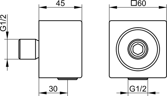 Keuco Edition 11 Шланговое подсоединение 6x4,5x6h см, цвет: хром 51147 010000