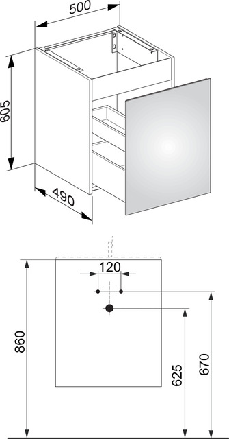 Keuco Plan Тумба под раковину 50x49x60,5h см, цвет: трюфель 32942 140000