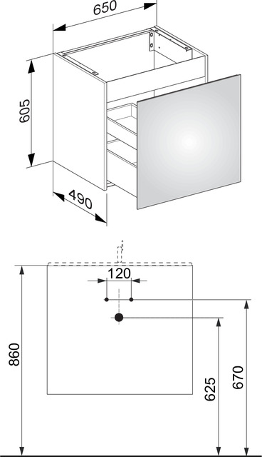 Keuco Plan Тумба под раковину 65x60,5x49h см, цвет: трюфель 32952 140000