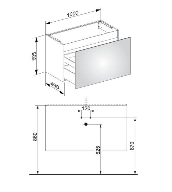 Keuco Plan Тумба под раковину 100x49x60,5h см, цвет: антрацит 32972 110000