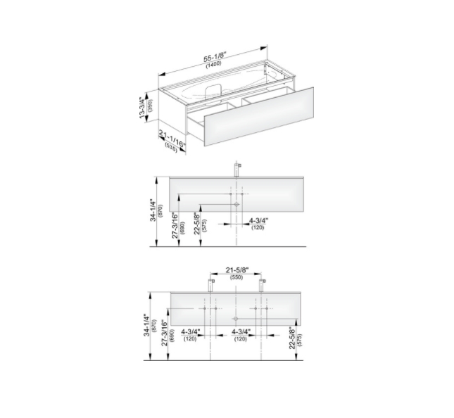 Keuco Edition 11 Тумба под раковину, подвесная 140x53,5x35h см 31361 110000