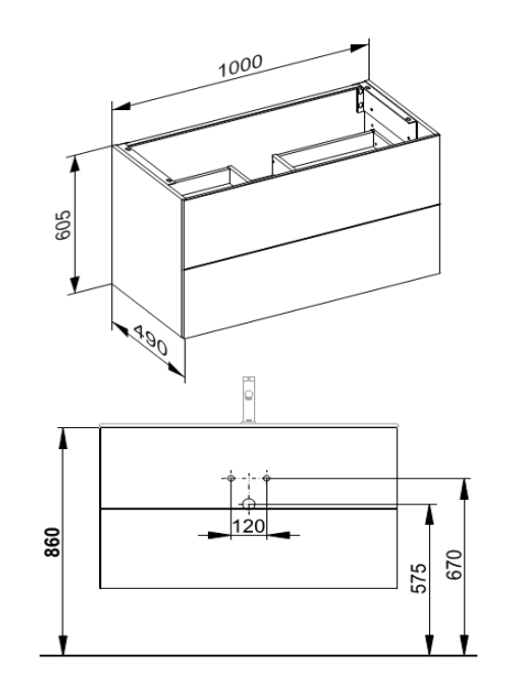 Keuco Plan Тумба под раковину, подвесная 100x49x60,5h см, инокс 32973 290000