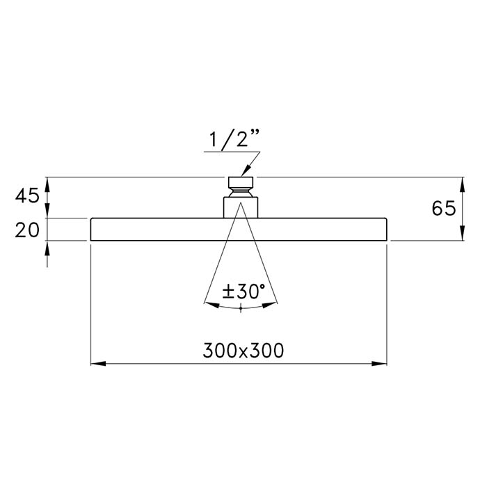320A-300 Насадка верхнего душа 300х300мм, без держателя,хром Stella UN03009CR00