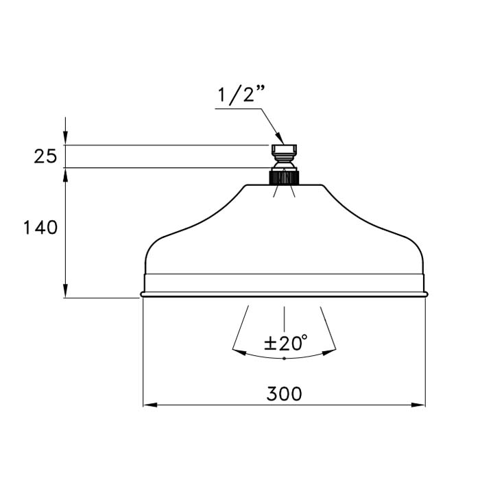 316A-300 Насадка верхнего душа диаметр 300мм, без держателя,хром Stella UN03003CR00