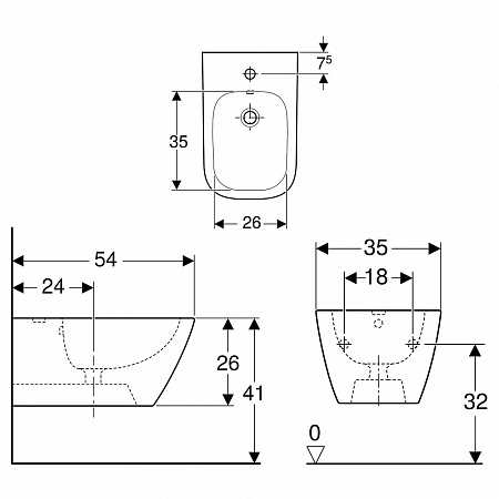 Geberit Smyle Square Биде подвесное стандартное, цвет белый 500.209.01.1