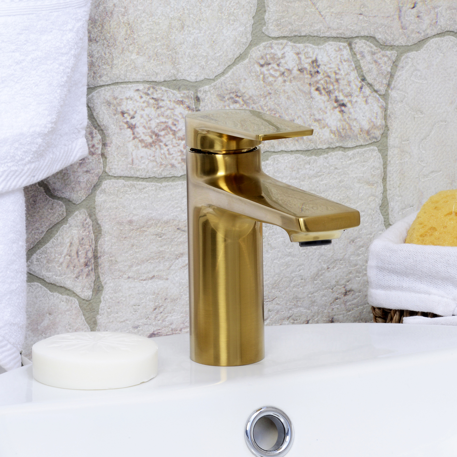 Wasserkraft Aisch Смеситель для раковины без донного клапана, цвет: матовое золото 5503