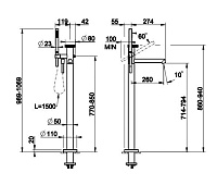 Gessi Anello Смеситель для ванны напольный, с ручн. душем, внеш. часть, цвет: copper brushed PVD 63328#708