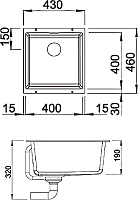 Blanco Subline Кухонная мойка, встр. снизу 43x46x19h, цвет: серый 523423