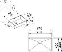Blanco Zerox Кухонная мойка, встр. снизу 74x44x18,5h, цвет: сталь 521593