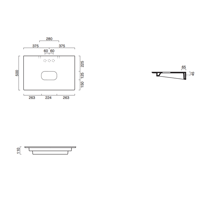 Catalano Ceramic Top Столешница керамическая 75x50 см, цвет: белый матовый 0830750021